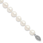 Sterling Silver Rhodium-plated 9- White Near-Round Freshwater Cultured Pearl Bracelet
