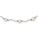 Sterling Silver Rhodium-plated 6- Pink Near-Round Freshwater Cultured Pearl 18-Station Necklace