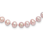 Sterling Silver Rhodium-plated 7- Purple Near-Round Freshwater Cultured Pearl Necklace
