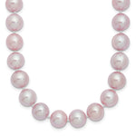Sterling Silver Rhodium-plated 9- Purple Near-Round Freshwater Cultured Pearl Necklace