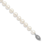 Sterling Silver Rhodium-plated 7- White Near-Round Freshwater Cultured Pearl Bracelet