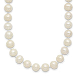 Sterling Silver Rhodium-plated 7- White Near-Round Freshwater Cultured Pearl Necklace