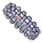 6- Black Rice Freshwater Cultured Pearl Stretch Bracelet