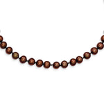 Sterling Silver Rhodium-plated 6- Brown Near-Round Freshwater Cultured Pearl Necklace