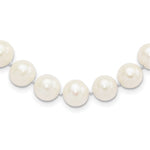 Sterling Silver Rhodium-plated 10- White Near-Round Freshwater Cultured Pearl Necklace