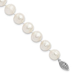 Sterling Silver Rhodium-plated 10- White Near-Round Freshwater Cultured Pearl Bracelet