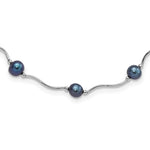Sterling Silver Rh-plated 6- Black FW Cultured Pearl Necklace
