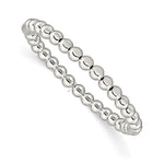 Sterling Silver Polished Beaded Stretch Bracelet
