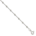 Sterling Silver Polished Beaded 6 Inch with Extension Bracelet