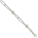 Sterling Silver Fancy Double Strand Beaded Bracelet