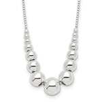 Sterling Silver Polished Graduated Beads Necklace
