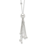 Sterling Silver Polished Beaded Multi-chain Tassel Lariat Necklace
