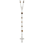 Sterling Silver Polished Tiger Eye Beaded Rosary