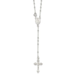 Sterling Silver Polished Beaded Rosary Necklace