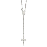 Sterling Silver Polished Bead Rosary Necklace