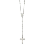 Sterling Silver Polished Crucifix Rosary Necklace