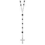 Sterling Silver Polished Black Onyx 33 Inch Rosary Necklace