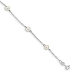 Sterling Silver Rhodium-plated 5- White Round Freshwater Cultured Pearl 5-Station Bracelet