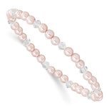 Children's Pink Shell Bead & Crystal Stretch Bracelet