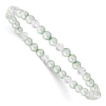 Children's Green Shell Bead & Crystal Stretch Bracelet