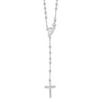 Sterling Silver Polished Crucifix Beaded Rosary Necklace