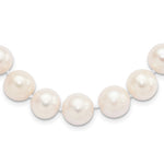 Sterling Silver Rhodium-plated 11- White Near-Round Freshwater Cultured Pearl Necklace