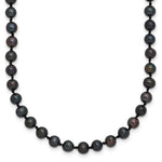 Sterling Silver Rhodium-plated 4- Black Near-Round Freshwater Cultured Pearl Necklace