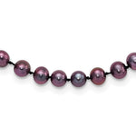 Sterling Silver Rhodium-plated 5- Black Near-Round Freshwater Cultured Pearl Necklace
