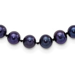 Sterling Silver Rhodium-plated 6- Black Near-Round Freshwater Cultured Pearl Necklace