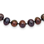 Sterling Silver Rhodium-plated 7- Black Near-Round Freshwater Cultured Pearl Necklace