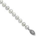 Sterling Silver Rhodium-plated 6- Grey Near-Round Freshwater Cultured Pearl Bracelet