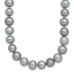 Sterling Silver Rhodium-plated 8- Grey Near-Round Freshwater Cultured Pearl Necklace