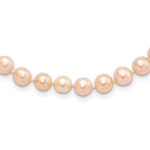 Sterling Silver Rhodium-plated 6- Pink Near-Round Freshwater Cultured Pearl Necklace