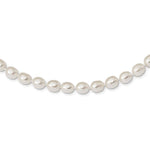 Sterling Silver Rhodium-plated 7- White Rice Freshwater Cultured Pearl Necklace