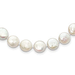 Sterling Silver Rhodium-plated 10- White Coin Freshwater Cultured Pearl Necklace