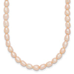 Sterling Silver Rhodium-plate 4- Pink Rice Freshwater Cultured Pearl Children's Necklace