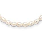 Sterling Silver Rhodium-plate 4- White Rice Freshwater Cultured Pearl Children's Necklace