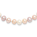 Sterling Silver Rhodium-plated 7- Multi-color FWC Pearl Necklace