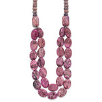 Sterling Silver Charoite/Jade/Pink and Purple Jasper with Extension 2-Strand Necklace