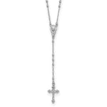 Sterling Silver Rhodium-plated Polished Beaded Rosary Necklace
