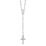Sterling Silver Rhodium-plated Polished Beaded Rosary