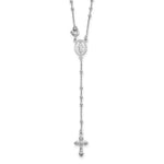 Sterling Silver Rhodium-plated Polished Beaded Rosary Necklace
