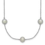 Sterling Silver Rhodium-plated 7- Grey Semi-Round Freshwater Cultured Pearl 9-Station Necklace