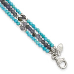 SS Iolite/Lapis Quartz/Recon. Turquoise 3-Strand w/ ext. Bracelet