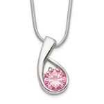 Sterling Silver Polished Pink CZ Necklace