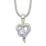 Sterling Silver Purple CZ Heart Necklace