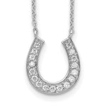 Sterling Silver Rhodium-plated w/ ext CZ Horseshoe Necklace