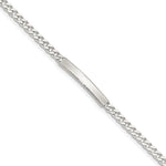 Sterling Silver Polished Engravable Curb Link 27x Diamond-cut Plate ID Bracelet
