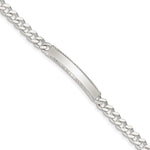 Sterling Silver Polished Engravable Curb Link 33x Diamond-cut Plate ID Bracelet