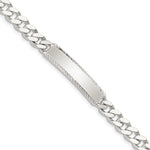 Sterling Silver Polished Engravable Curb Link 35x Diamond-cut Plate ID Bracelet